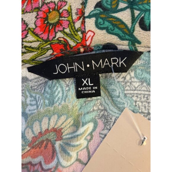 John Mark Embroidered Open-Front Kimono Cardigan XL Gray Multi - Picture 9 of 9